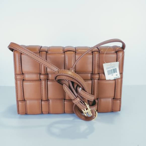 Michael Kors Ivy Large Woven Crossbody Bag - Luggage Brown - Picture 7 of 8